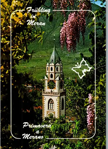 21789 - Italien - Meran , Pfarrturm vom Tappeinerweg gesehen , Campanile della Parrocchia - nicht gelaufen