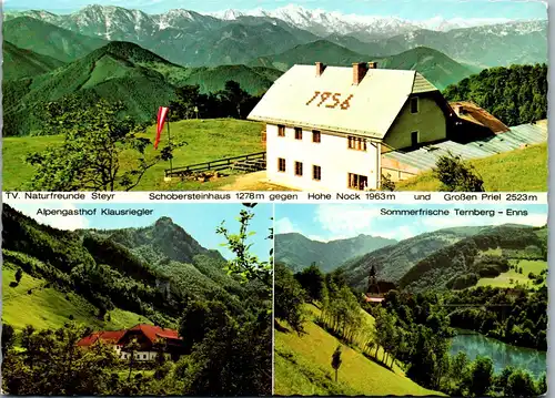 21832 - Oberösterreich - Steyr , Schobersteinhaus geg. Hohe Nock und Großen Priel , Gasthof Klausriegler , Ternberg , Enns - gelaufen 1977
