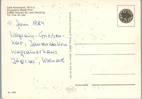 21838 - Salzburg - Kleinarl , Cafe Annemarie , Moser - Pröll , Weltcup Bar - nicht gelaufen 1984