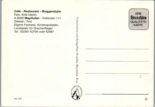 21868 - Tirol - Mayrhofen , Restaurant Bruggerstube , Fam. Kröll Martin , Zillertal - nicht gelaufen