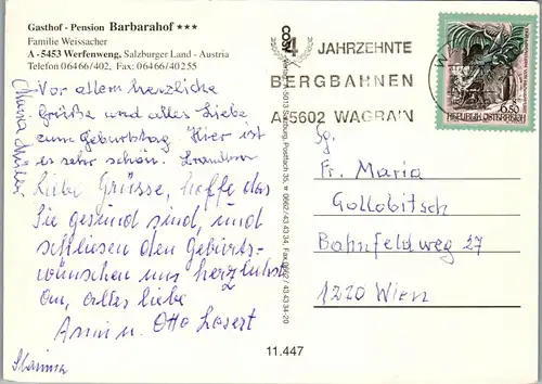 21889 - Salzburg - Werfenweng , Gasthof Pension Barbarahof , Familie Weissacher , Salzburger Land - gelaufen