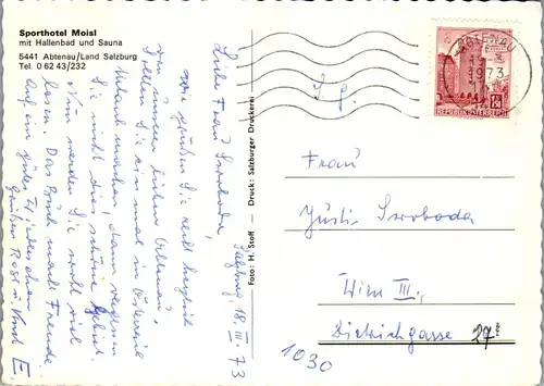 21890 - Salzburg - Abtenau , Sporthotel Moisl - gelaufen 1973