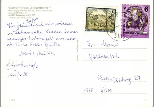 21898 - Niederösterreich - Türnitz , Lehenrotte , Gasthof Traisentalerhof , Alois Schönhofer - gelaufen 1997