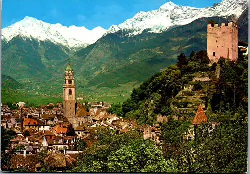 21997 - Italien - Meran , Panorama , Ansich mit Pulverturm - nicht gelaufen