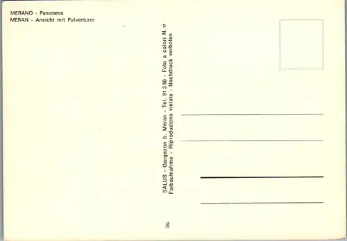 21997 - Italien - Meran , Panorama , Ansich mit Pulverturm - nicht gelaufen