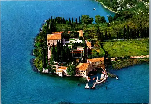 22014 - Italien - Lago di Garda , Veduta aerea della Punta S. Vigilio e la Baia delle Sirene - nicht gelaufen
