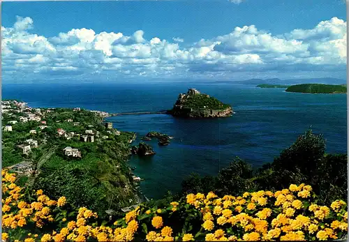 22055 - Italien - Ischia , Ponte d' Ischia , Castello Aragonese e Spaggia di Ciarta Romana - gelaufen