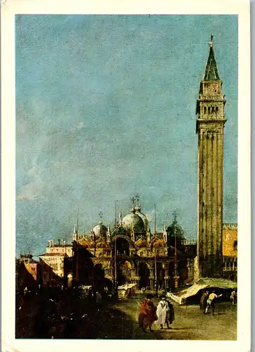 22056 - Künstlerkarte - Venezia , La Piazza S. Marco , Particolore , Francesco Lazzaro Guardi - gelaufen 1981