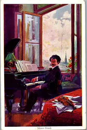 22093 - Künstlerkarte - Johann Strauß , signiert - gelaufen 1972
