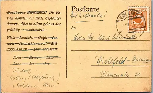22103 - Postkarte - Golling - Bielefeld - gelaufen 1931