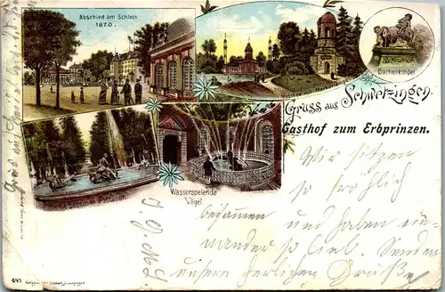 22108 - Deutschland - Schwetzingen , Gasthof zum Erbprinzen , Moschee mit Merkurtempel , Bachuskinder - gelaufen 1897