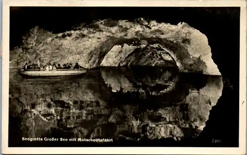 22127 - Niederösterreich - Hinterbrühl , Seegrotte Großer See mit Motorbootsfahrt - gelaufen 1954