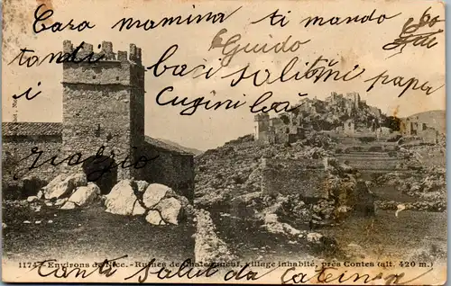 22132 - Frankreich - Nice , Nizza , Ruines de Chateau , Village inhabite , pres Contes - gelaufen 1904