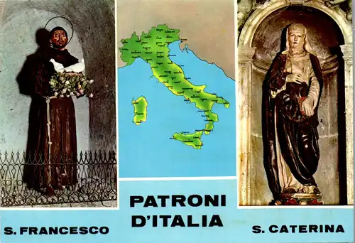 22156 - Heilige - Italien , Patroni d' Italia , S. Francesco , S. Caterina - nicht gelaufen