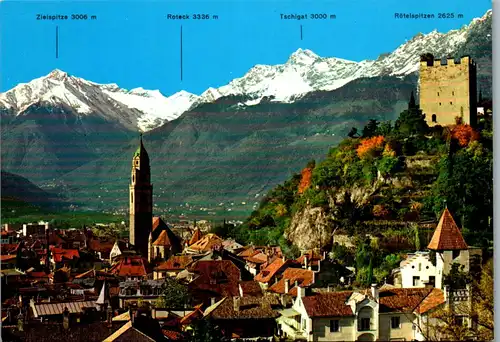 22176 - Italien - Meran , Panorama gegen Texelgruppe , Zielspitze , Roteck , Tschigat , Rötelspitzen - nicht gelaufen