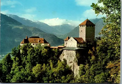 22215 - Italien - Meran , Schloss Tirol gegen Ortlergruppe , Castel Tirolo verso Ortles - gelaufen 1971