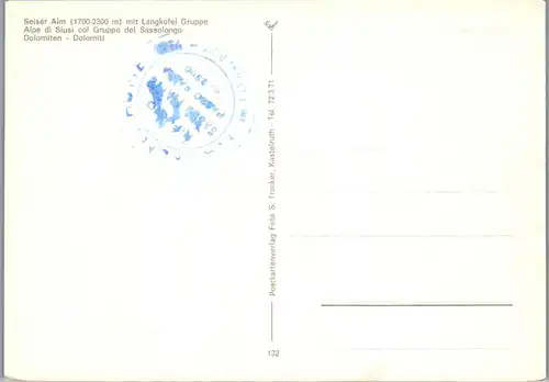 22223 - Italien - Seiser Alm mit Langkofel Gruppe , Alpe de Siusi col Gruppo Sassolungo - nicht gelaufen