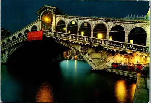 22241 - Italien - Venezia , Ponte di Rialto , Notturno - nicht gelaufen