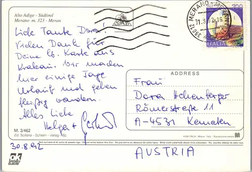 22253 - Italien - Meran , Merano , Alto Adige , Mehrbildkarte - gelaufen 1992