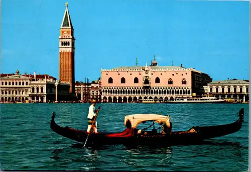 22277 - Italien - Venezia , Bacino S. Marco e Gondola , Gondel - gelaufen 1987