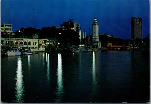 22296 - Italien - Rimini , Il Poro canale visto di notte , Hafen - gelaufen 1991
