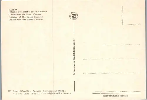 22309 - Italien - Matera , Interno abitazione Sasso Caveoso - nicht gelaufen