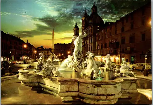 22335 - Italien - Rom , Piazza Navona , Brunnen , Springbrunnen - nicht gelaufen