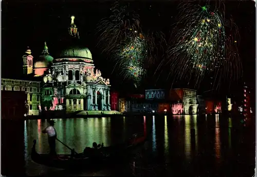 22346 - Italien - Venezia , Chiesa della Salute , notturno , Feuerwerk , Gondola , Gondel - nicht gelaufen