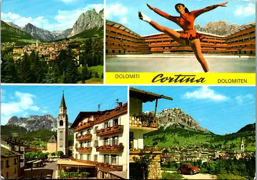 22361 - Italien - Cortina D' Ampezzo , Stadio Olimpico del Ghiaccio , Mehrbildkarte - gelaufen 1972