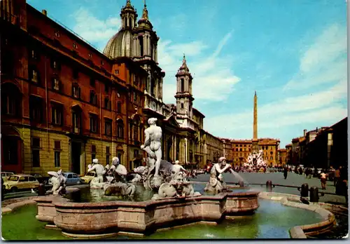 22376 - Italien - Rom , Piazza Navona , Brunnen , Springbrunnen - nicht gelaufen