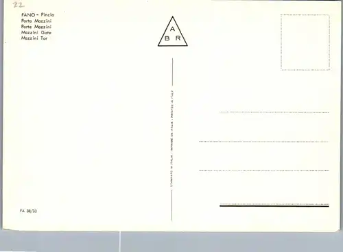 22379 - Italien - Fano , Pincio , Porta Mazzini - nicht gelaufen