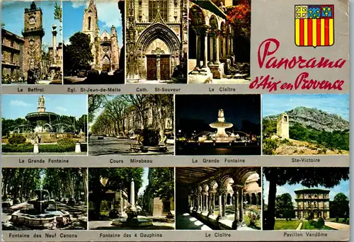 22415 - Frankreich - Panorama d' Aix en Provence , Mehrbildkarte  - gelaufen 1972