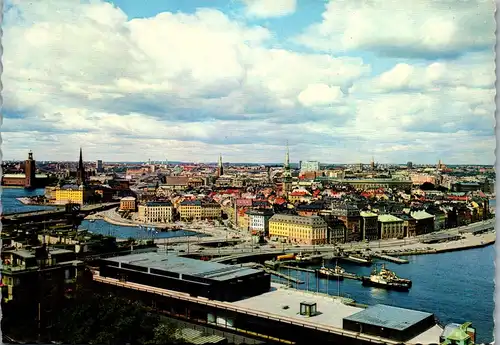 22422 - Schweden - Stockholm , Utsikt över Gamla Sta'n , Blick über die Altstadt - gelaufen