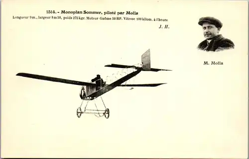 22493 - Flugzeug - Monoplan Sommer , Pilote par M. Molla - nicht gelaufen