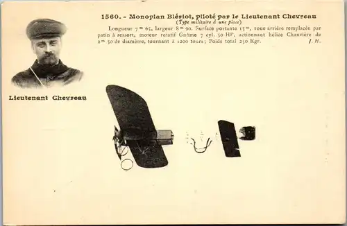 22498 - Flugzeug - Monoplan Bleriot Pilote par le Lieutenant Chevreau - nicht gelaufen