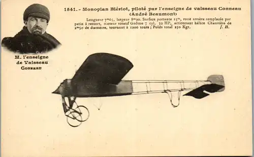 22506 - Flugzeug - Monoplan Bleriot Pilote par l'enseigne de vaisseau Conneau , Andre Beaumont - nicht gelaufen