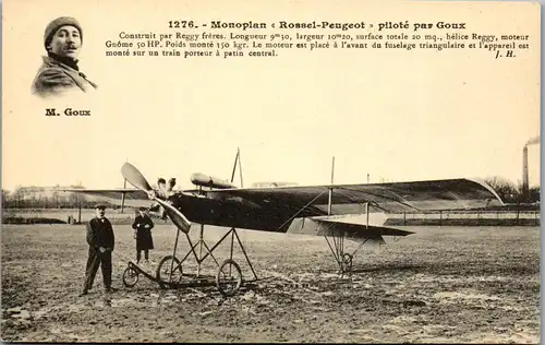 22511 - Flugzeug - Monoplan Rossel Peugeot , Pilote par Goux - nicht gelaufen