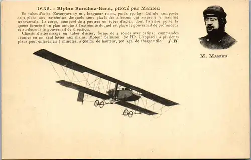 22516 - Flugzeug - Biplan Sanchez Besa , Pilote par Mahieu - nicht gelaufen