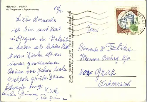 22526 - Italien - Meran , Via Tappeiner , Tappeinerweg - gelaufen 1987