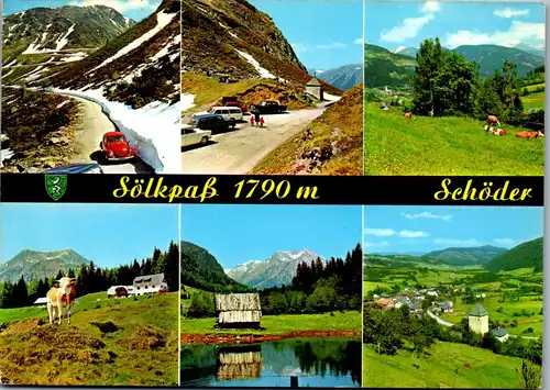 22570 - Steiermark - Sölkpaß , Schöder , Auto , Käfer , Mehrbildkarte - gelaufen 1975