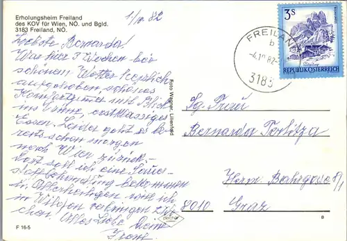 22590 - Niederösterreich - Freiland , Erholungsheim des KOV - gelaufen 1982