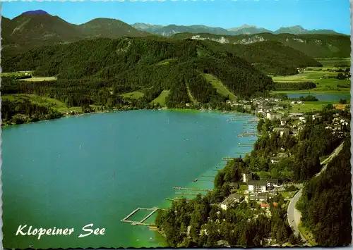 22594 - Kärnten - Klopeiner See , Blick über den See mit Seelach und dem Kleinsee , Mittagskogel - gelaufen 1982