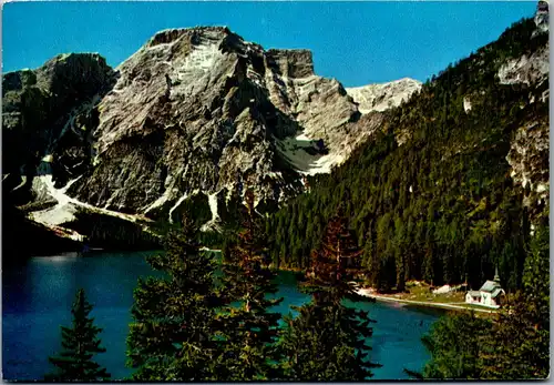 22599 - Italien - Lago di Braies , Croda del Beco , Pragsersee gegen Seekofel - gelaufen