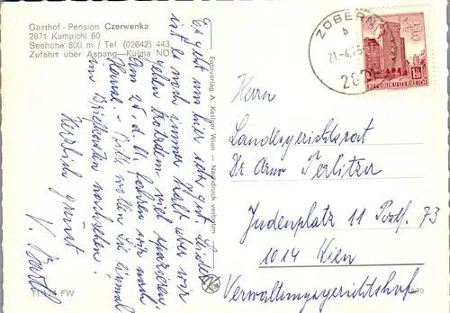 22611 - Niederösterreich - Kampichl , Gasthof Pension Czerwenka - gelaufen 1975