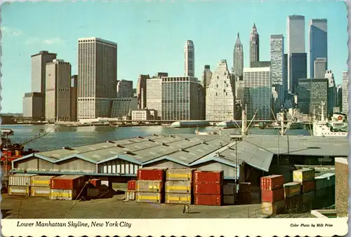 22612 - USA - New York City , Lower Manhatten Skyline - gelaufen 1975