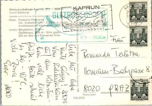 22619 - Salzburg - Kaprun , Gletscherbahn , Kitzsteinhorn , Krefelderhütte , Mehrbildkarte - gelaufen 1975