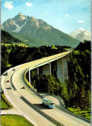 22632 - Tirol - Europabrücke , Brennerautobahn , Blick gegen Serles , Habicht und Stubaier Gletscher - gelaufen 1975