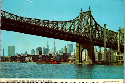 22705 - USA - New York City , Queensboro Bridge and Skyline , Brücke - gelaufen
