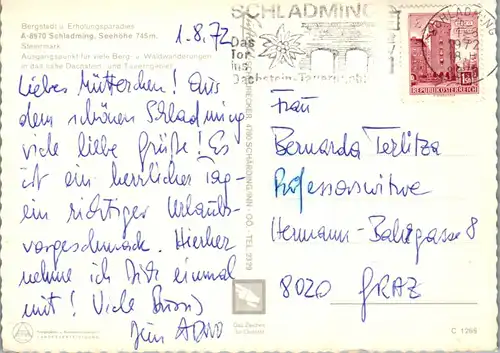 22712 - Steiermark - Schladming , Dachstein , Eselstein , Sinabel , Panorama  - gelaufen 1972