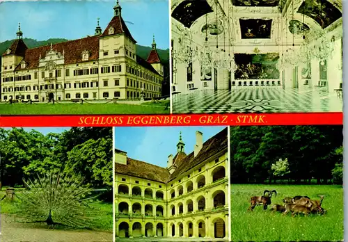 22714 - Steiermark - Graz , Schloss Eggenberg , Festsaal , Arkadenhof , Mehrbildkarte - gelaufen 1972